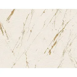 Vliestapete Marmor Beige, Gold - 1,005.00 x 53.00 cm