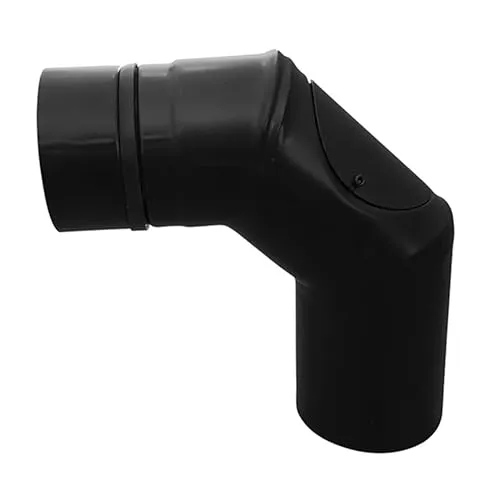 FIREFIX RES80/B90T Pelletofenrohr-Bogen, 80 mm, Edelstahl schwarz - Aschesauger Zubehör, 90 Grad Bogen aus hochwertigem, pulverbeschichtetem Edelstahl mit langlebiger Silikondichtung für eine optimale Verbindung.