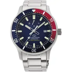 Orient Star Sports Diver Automatic RE-AU0306L00B Herrenuhr - Silber/Blau - Herrenuhr mit Edelstahlgehäuse und Saphirglas, 200m wasserdicht, ideal für Taucher und Sportler. Inklusive zusätzlichem Silikonarmband für hohen Tragekomfort.