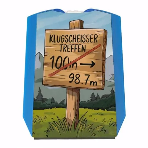 speecheese Klugscheisser Treffen Parkscheibe für Besserwisser Mit humorvoller Illustration Holzschild Berge lustig Klugscheißer bis ab 100m Pfeil 98,7m