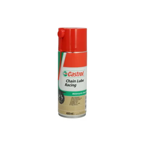 Castrol Chain Lube Racing Hochleistungskettenspray, 400 ML - Hochwertiges Schmiermittel für Motorräder, schützt Ketten vor Korrosion und Abschleudern mit langlebigem Trockenschmierfilm für längere Lebensdauer.