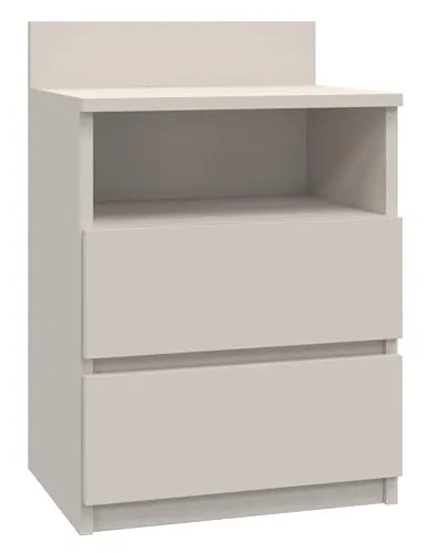 CDF Nachttisch M1, Kaschmir - Moderner Nachttisch mit 2 Schubladen, in trendigem Kaschmir-Beige, bietet elegantes Design und praktische Aufbewahrung für Ihr Schlafzimmer.