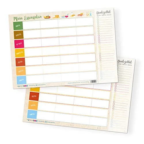 itenga Essensplan Food Planner Meal Planner DIN A4 abwischbar Wochenplan Einkaufszettel