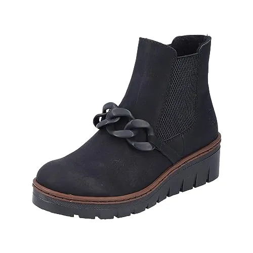 Rieker Damen X9173 Chelsea-Stiefel, Schwarz, 38 EU - Wanderschuhe mit Keilabsatz, ideal für stilvolle Outdoor-Aktivitäten, bequem und vielseitig einsetzbar.