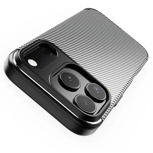 iPhone 17 Pro Hülle Schutzhülle Silikon TPU Slim Case Schwarz Carbon Optik