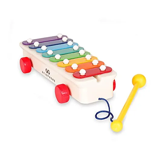 Pull-a-Tune Xylophon, Fisher Price Classics, Basic Fun, 1702, Lerne mit interaktiven Spielfunktionen das Laufen, Baby-Musikspielzeug, Geeignet für Jungen und Mädchen ab 18 Monaten