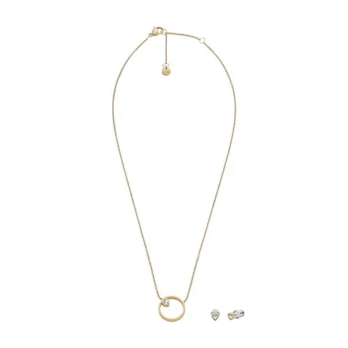 Skagen Damenset Kette Ohrringe Glitz Heart Edelstahl goldfarben, SKJB1014SET - Schmuckset für Damen aus hochwertigem, poliertem Edelstahl in elegantem Goldton, ideal für besondere Anlässe oder als stilvolles Geschenk.