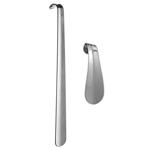 HAC24 Edelstahl Schuhanzieher 51,5 cm Schuhlöffel 15 cm Set Schuhanziehhilfe Metall