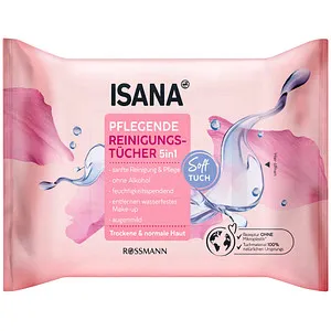 ISANA feuchte Reinigungstücher 5 in 1 alle Hauttypen 1-lagig weiß, 25 Tücher