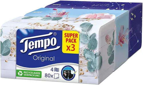 Tempo Taschentücher Box Kosmetiktücher Trio-Box Kosmetiktücherbox 3x 100 Stück
