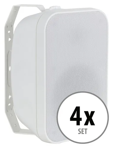 McGrey OLS-651WH Outdoor-Lautsprecher 60 Watt Weiß 4x Set - 4er Set wetterfester HiFi Outdoor-Lautsprecher (IP56) mit 60 Watt, ideal für Restaurants, Biergärten und Terrassen, für 70/100V-Betrieb geeignet.
