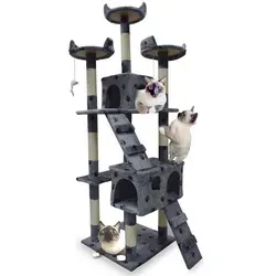 Bituxx Katzenkratzbaum XL Hellgrau Pfote MS-16650