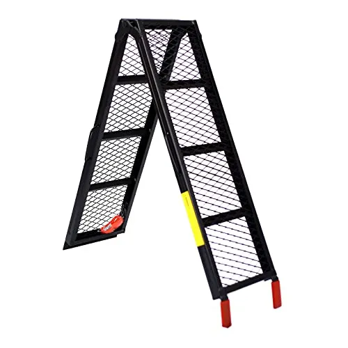 Wiltec Auffahrrampe 203 cm 340 kg für ATV Motorrad Quad, Stahl Auffahrschiene faltbar, Verladerampe rutschsicher, gummierte Auflagefläche