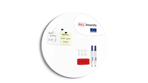 ALLboards Magnettafel Whiteboard 30 cm - Kreisform in Weiß - Elegante, magnetische Schreibtafel mit schlichter Metalloberfläche. Ideal für Büro, Schule oder Zuhause. Einfache Montage und vielseitige Nutzungsmöglichkeiten.