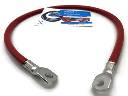 eXODA 50 mm2 M10 M8 Batteriekabel, Rot, (75 cm), 99% Kupfer