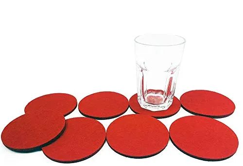 Filz Untersetzer, rot (5 mm dick), 8er Set - Glasuntersetzer, Filzuntersetzer