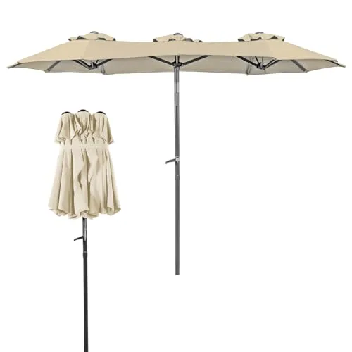 Mojawo Doppelter Kurbelschirm - Sonnenschirm für Garten und Balkon - Sonnenschirm 300 x 150 cm mit UV-Schutz 50+, kurbelbetrieben und neigbar für optimalen Sonnenschutz und einfache Handhabung.