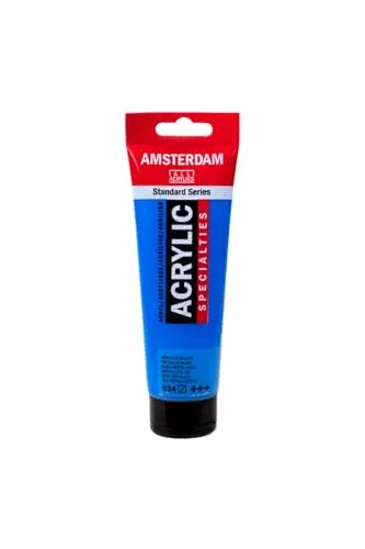 Amsterdam Standard Series Acrylic Paint Metallic Blue 834, 120 ml, halbtransparent, exzellente Lichtechtheit, mittlere Viskosität, glattes Satin-Finish, 100% Acrylharz