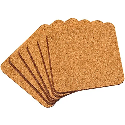 Kesper 62748 Untersetzer eckig für Gläser aus Kork, 6er Set, Braun