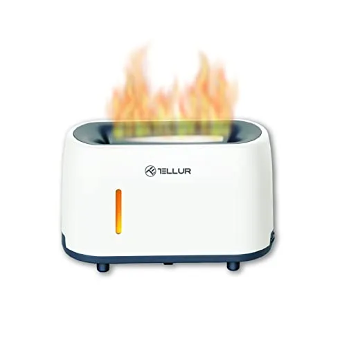 TELLUR Flame Ultraschall-Diffusor für Atherische Öle, Aroma Diffuser für Ätherische Öle, Fernbedienung, 240 ml, Fammenförmiges LED-Licht (Weiß)