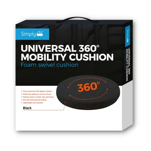 Simply SSC001 Universeller, um 360 Grad drehbarer Autostuhl aus Schaumstoff, schwarz