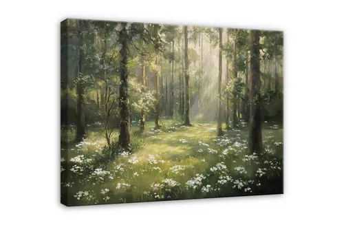 Wallarena Leinwandbild Wald Natur Sonne Blumen Modern Wandbilder Wand Deko XXL Bilder, Wald - Natur (groß Bilder Wohnzimmer Schlafzimmer Einteilig, 1 St), Bilder Klein Wohnzimmer Schlafzimmer Küche Wandbild Wand Deko 40x30
