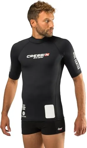 Cressi Dive Center Man Rash Guard Short/SL - Protective Kurzarm Schwarz Rash Guard für SUP und Wassersport, S/2 (48), Herren