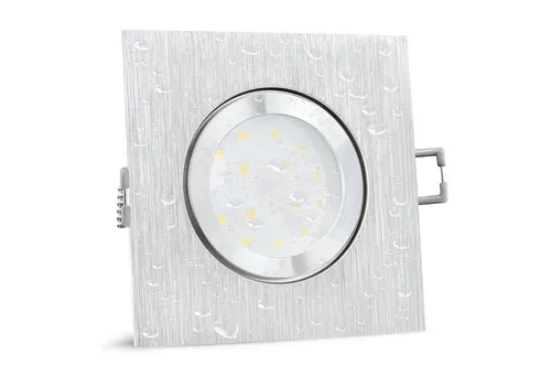 SSC-LUXon LED Außen-Deckenleuchte QW-2 flacher LED Bad Einbauspot IP44 Alu gebuerstet quadratisch, Neutralweiß