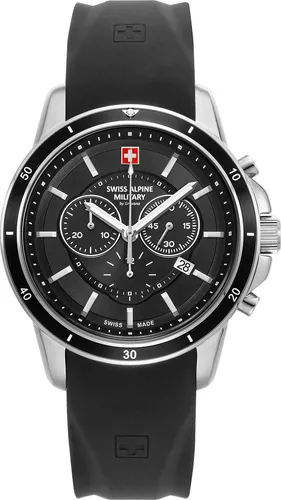 Swiss Alpine Military 7089.9837SAM Herrenuhr Chronograph - Schwarz - Chronograph mit Schweizer Quarzwerk, 10 ATM wasserdicht und sportlichem Design. Ideal für Männer, die Stil und Funktionalität schätzen.