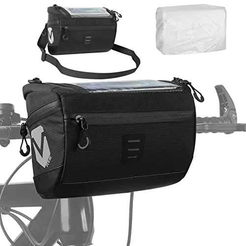 VERTAST 3L Fahrrad Lenkertasche, Fahrradtasche Lenker für MTB ctb Stadt Pendler, Multifunktional mit Transparentem Deckel für Handy, Schwarz