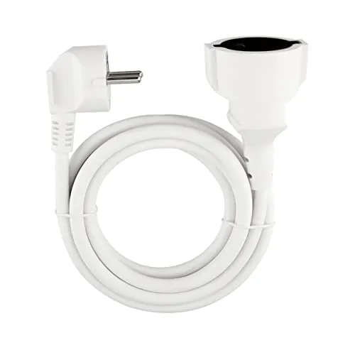 REV Verlängerung, Verlängerungskabel mit Winkelstecker 2m, 3680W, Weiss