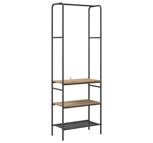 vidaXL Kleiderständer mit Regalen in Eiche - 60 x 30 x 171 cm - Garderobe mit integriertem Regal für optimalen Stauraum. Stilvolles Design in Eiche, ideal für Wohnzimmer oder Schlafzimmer, sorgt für Ordnung und ist einfach zu montieren.