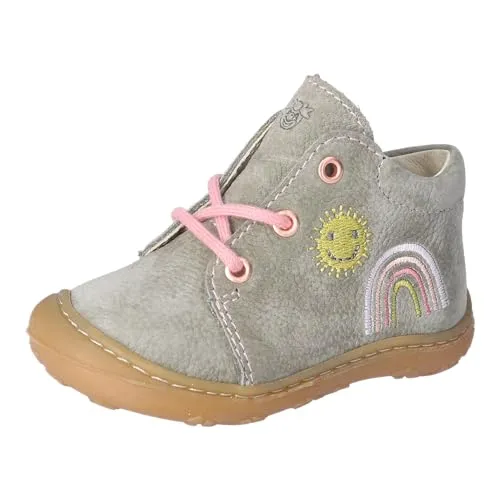 Ricosta Pepino Mecki Sneaker Eukalyptus/Regenbogen - Sneaker in Größe 20 aus hochwertigem Leder, mit schnürbarem Design und farbenfrohem Eukalyptus/Regenbogen-Motiv, ideal für kleine Abenteurer.