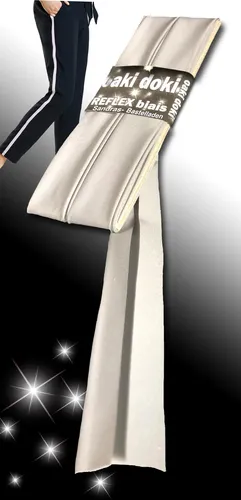 Schrägband / Einfassband Reflex Silber gefalzt 3m x 20mm