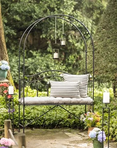 Dekoleidenschaft Sitzbank Rankbogen aus Metall, schwarz von Dekoleidenschaft