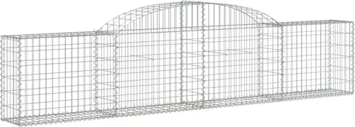 vidaXL Gabione mit Hochbogen 300x30x60/80 cm aus verzinktem Eisen - Dekorative Gabionenwand aus korrosionsbeständigem Eisen, ideal für Gartenbarrieren. Stabil und langlebig, einfach mit Steinen oder Kies zu befüllen.