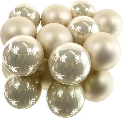 Christbaumkugeln Pearl creme - beige 5 x glänzend & 5 x matt Ø 6 cm aus Glas - 10er Set