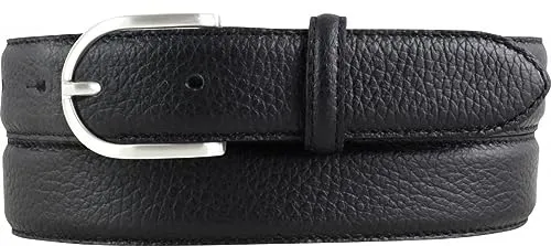 BELTINGER Italienischer Damen-Gürtel, 30 mm breit, Damen, Chinogürtel, Hosengürtel, strukturiertes Leder, Schließe Silber | Schwarz 95cm