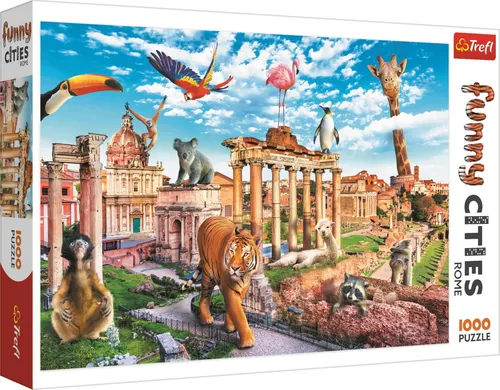 Trefl Puzzle Funny Cities: Wildes Rom - 1000 Teile Puzzlespiel, ideal für kreative Familienabende und Spaß für Kinder ab 3 Jahren