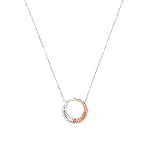 Amor Kette mit Anhänger 925 Sterling Silber - Bicolor Damen Halskette mit funkelndem Zirkonia-Anhänger, 45 cm lang, ideal als Geschenk für besondere Anlässe in einer eleganten Schmuck Geschenk Box.