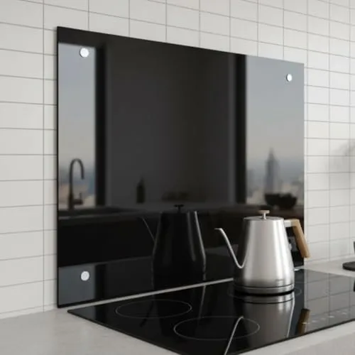 Mucola Küchenrückwand Glasrückwand Schwarz in schwarz von Mucola