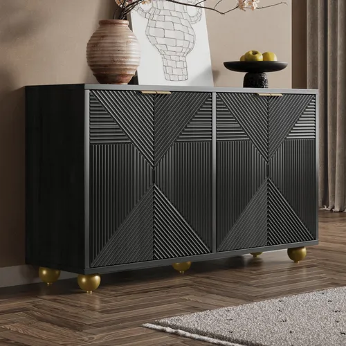 okwish Sideboard mit vier Türen und graviertem Design