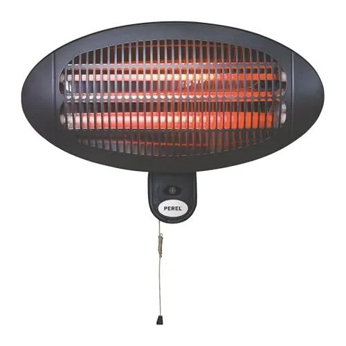 Perel Terrassen-Heizstrahler 2000 W - Heizstrahler für den Außenbereich mit 3 Heizstufen, spritzwassergeschützt und einfach zu montieren – genießen Sie Wärme das ganze Jahr über!