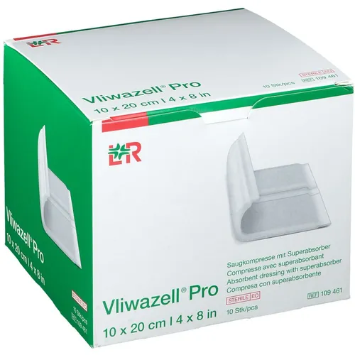 Vliwazell Pro superabsorb. Kompresse steril 10x20 cm von Lohmann & Rauscher