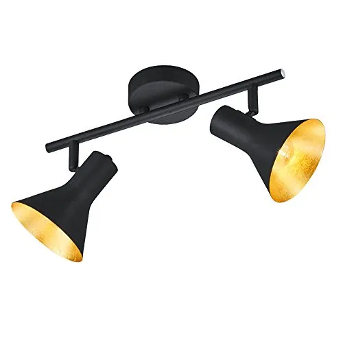 Reality Leuchten R80162002 Deckenstrahler - Vintage Deckenlampe in Schwarz-Gold, ideal für Schlafzimmer oder Flur. Setzen Sie stilvolle Akzente mit diesem eleganten Metallstrahler, der ein warmes Ambiente schafft.