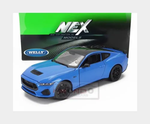 1:24 WELLY Ford Usa Mustang Coupe 2024 Blue WE24123BL - Modellauto im Maßstab 1:24, detailgetreu und perfekt für Sammler und Modellbau-Enthusiasten