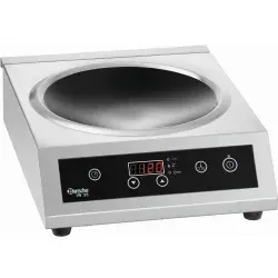 Bartscher IW 35 Induktionswok 105986 - Induktionswok für Großküchentechnik, mit 10 Leistungsstufen und digitaler Anzeige für präzise Temperaturkontrolle von 60 °C bis 240 °C.