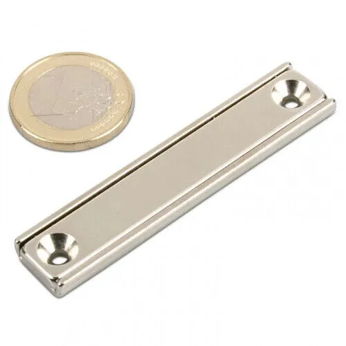 Neodym Flachleiste 65 x 13 x 5 mm mit Bohrung und Senkung - 20 kg