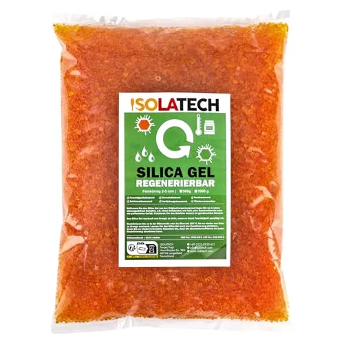 Produktbild ISOLATECH Silica Gel regenerierbar Trockenmittel auch als Filament Trockner geeignet orange 3,6kg Beutel Silicagel Kugeln als Kieselgel Silikagel Entfeuchter