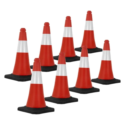 ECD Germany Warndreieck Verkehrsleitkegel 8-tlg. mit Reflektoren - Warndreiecke für optimale Sichtbarkeit bei Tag und Nacht, stabiler Halt bei Wind dank festem Standfuß, ideal für Baustellen, Veranstaltungen und Sporttraining.